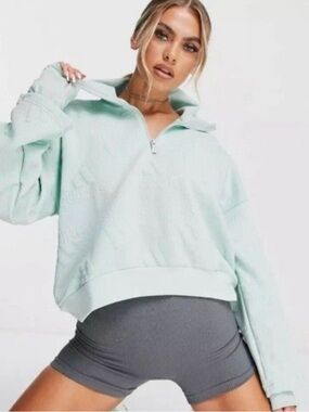 adidas Women's collared crop Quarter-Zip Sweatshirt
